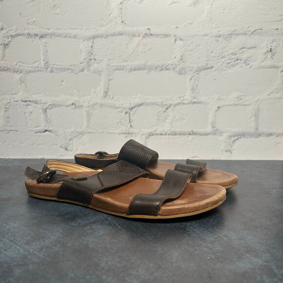 Olukai Hi'Ona Pa'i Sandals Brown Leather Size 7 - Picture 2 of 6